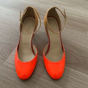 Never Worn J. Crew Patent Leather Colorblock Ankle Strap Pumps